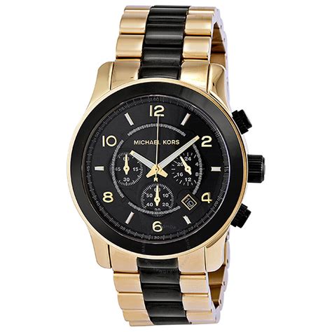 michael kors black watch with gold accents|michael kors chronograph gold.